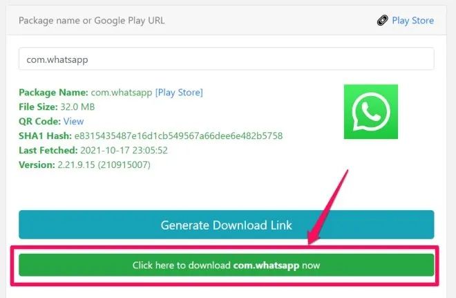 generate apk download link