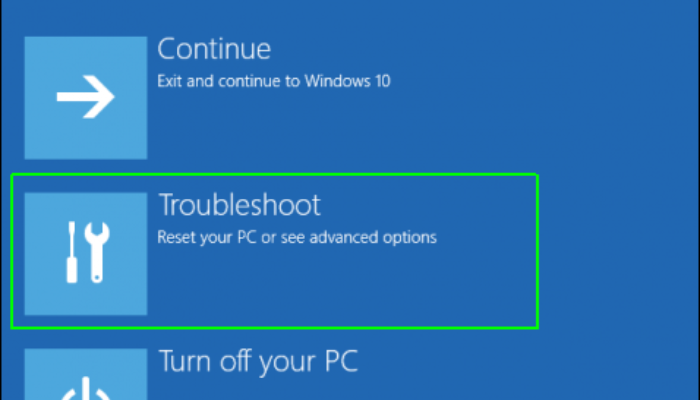 Select Troubleshoot