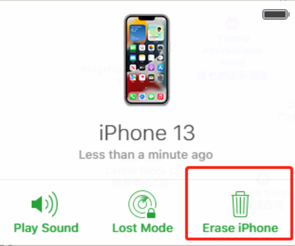 choose the erase iphone option