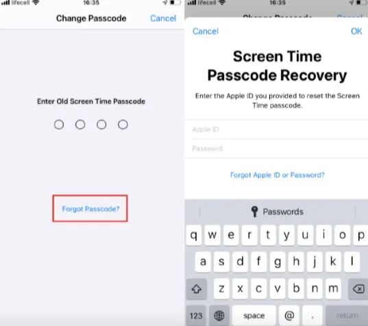 tap on the forgot passcode option