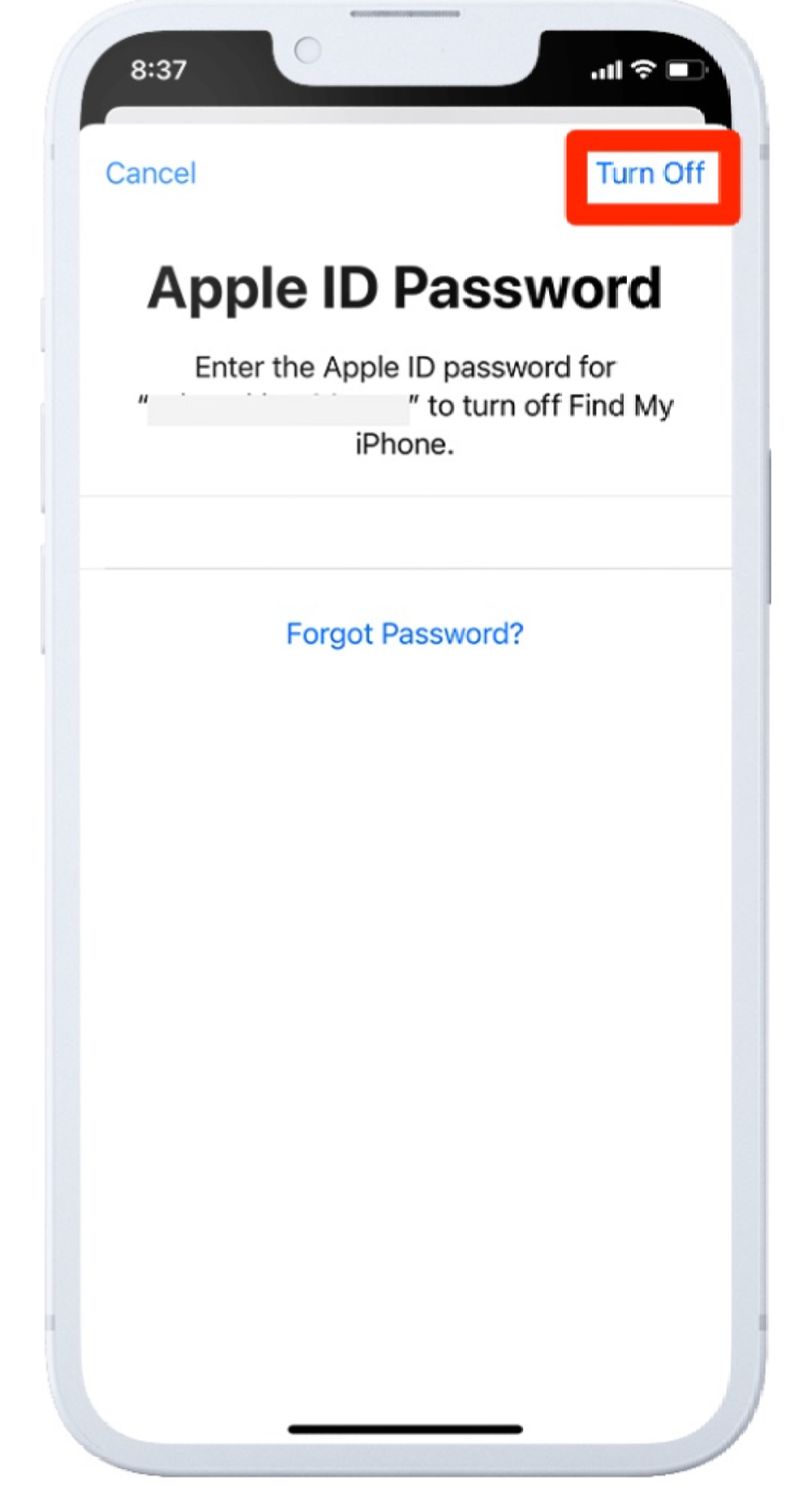 how to remove icloud from iphone/ipad with password step 3