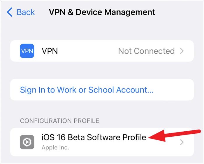 select the profile