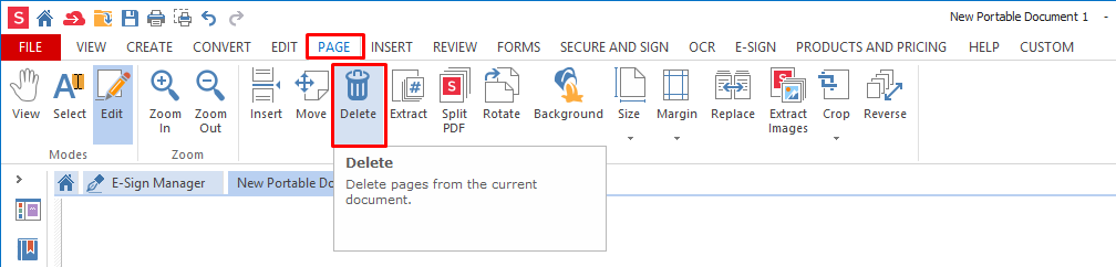 choose Delete option in Soda PDF