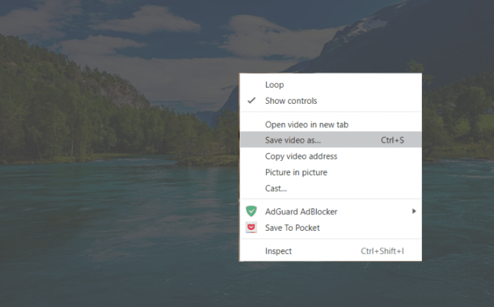 Download embedded videos by clicking Save video as