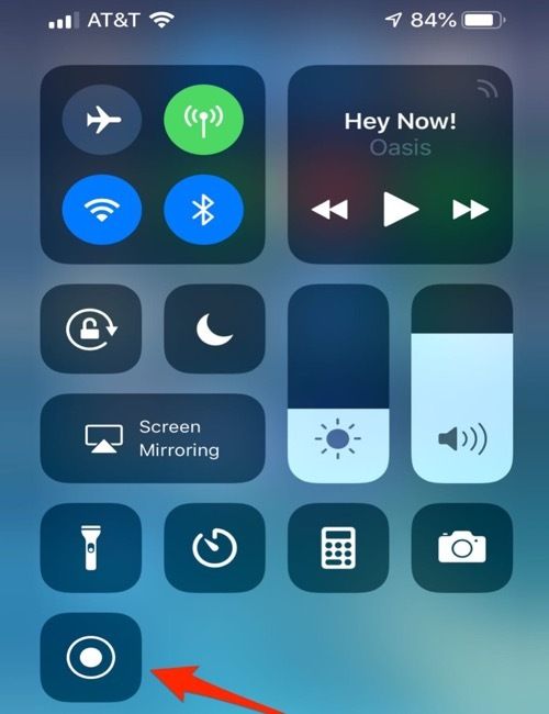 tap on the screen recording option