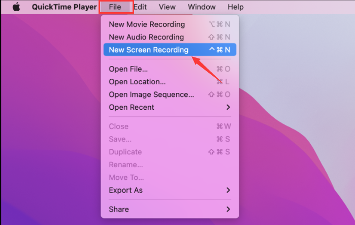 How to screen record disney plus on Mac for free with Quick Time Player Step 2