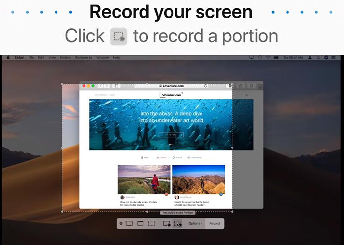 click to record a portion