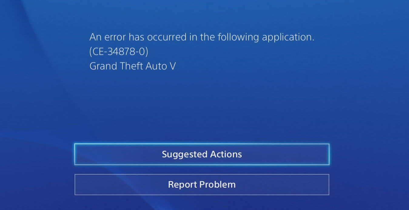 Error code CE-34878-0 on PlayStation 4