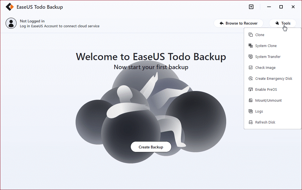 EaseUSTodo Backup for cloning MBR to GPT step 1