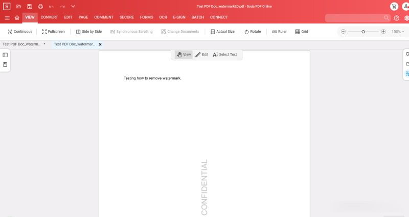 Remove Watermark from PDF on Soda PDF step 4