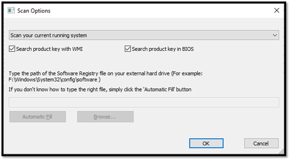 Scan for product keys with Product Key Scanner