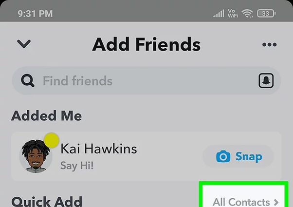 access your contacts section 