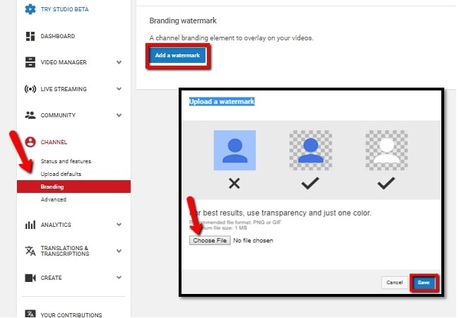 Choosing file to add watermark