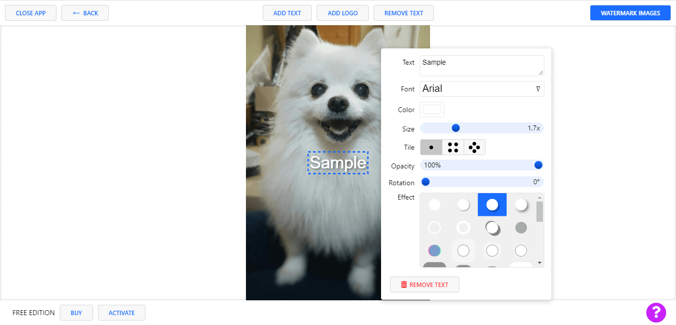 edit the watermark in WATERMARKLY