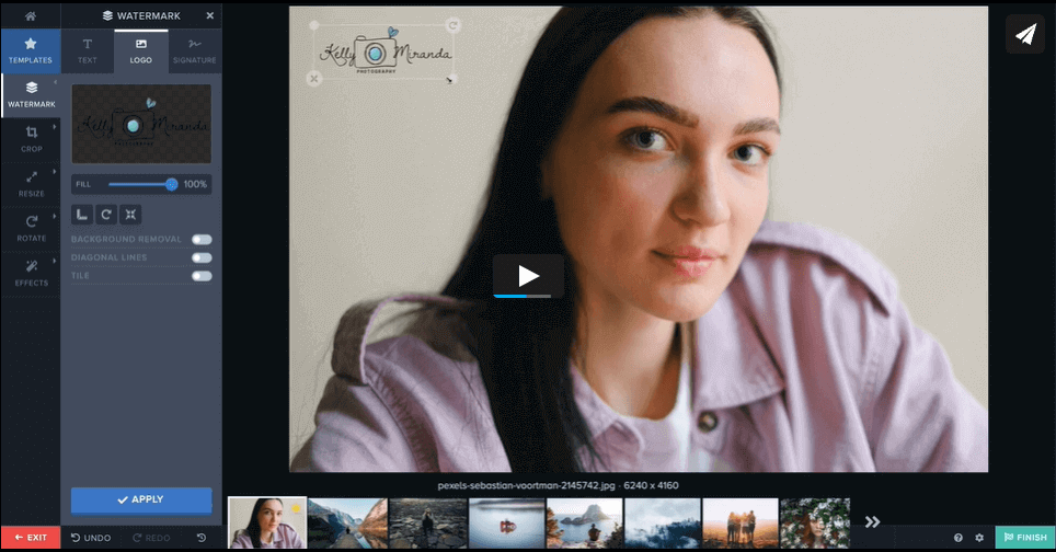 add and edit the watermark in WATERMARK