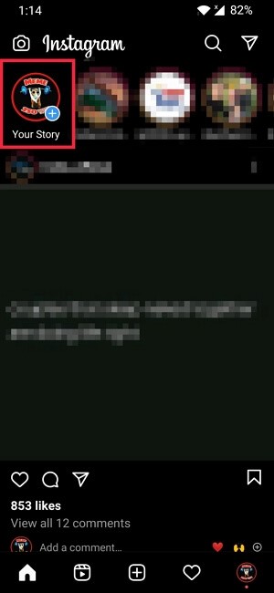 Selecting your story on Instagram