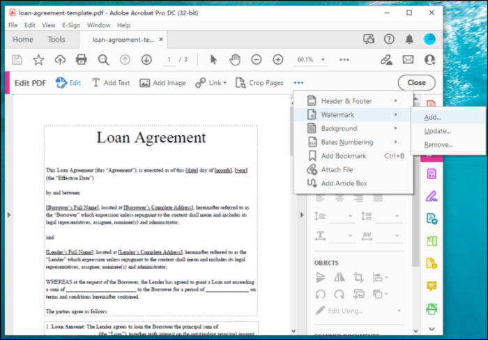 click on watermark option