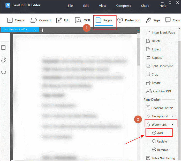Add watermark to your PDF with EaseUS PDF Editor step 2.