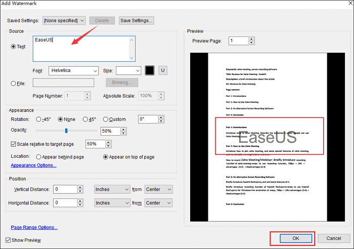 Add watermark to your PDF with EaseUS PDF Editor step 6