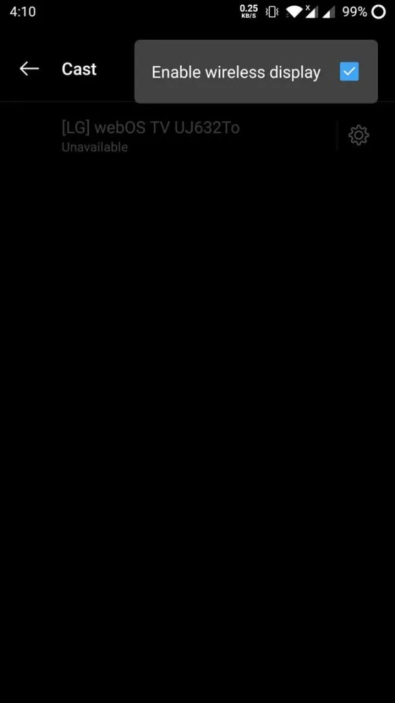 select the option of cast screen