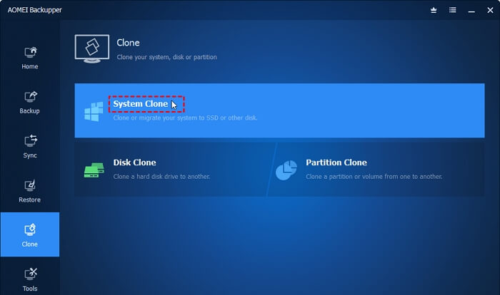 AOMEI Backupper System Clone