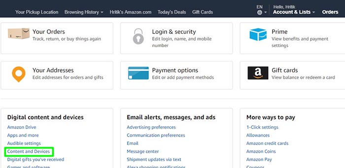 content and device section