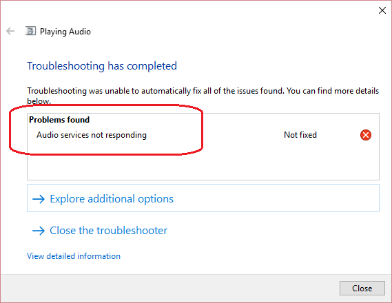 audio service is not running