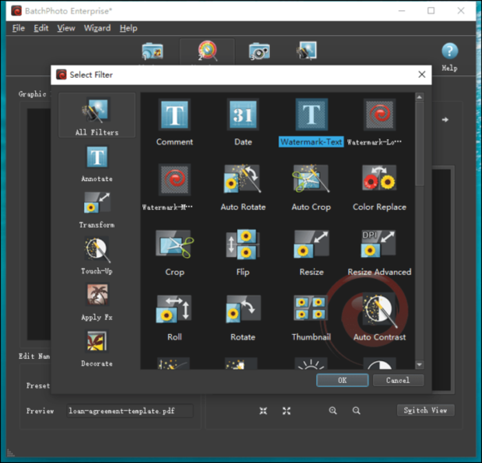 select watermark text option