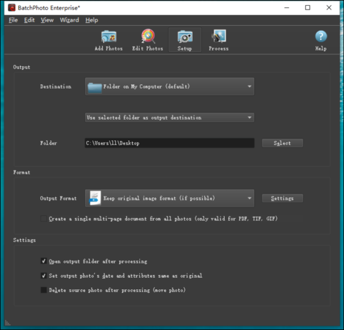 select the process option