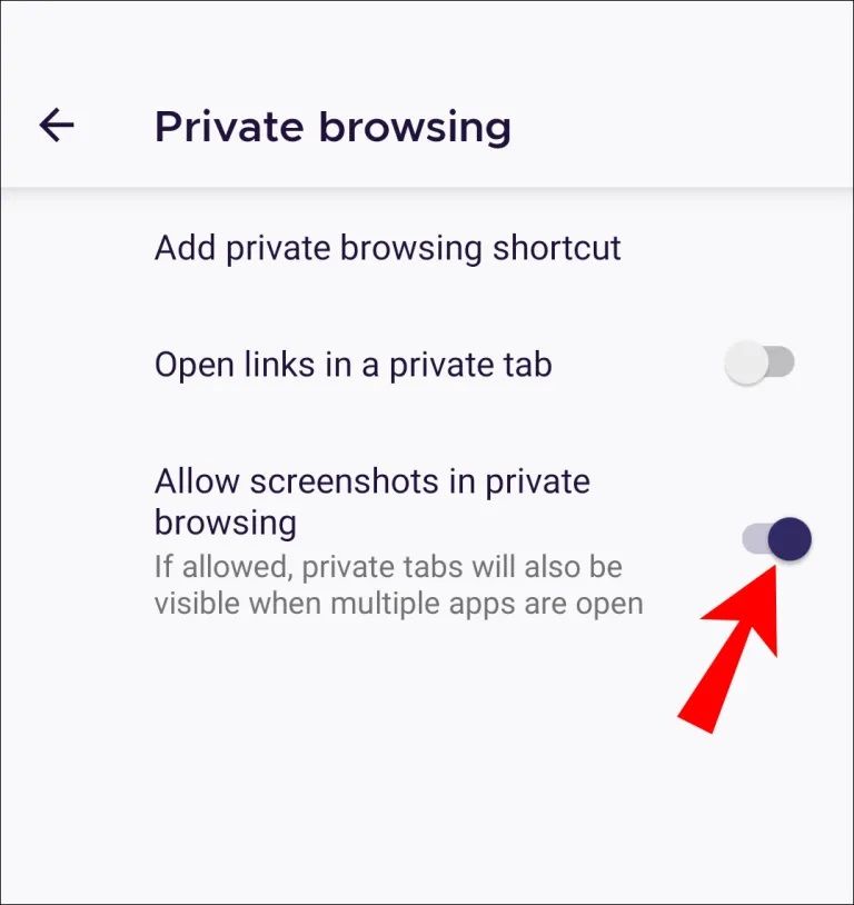 allow screenshot in private browsing