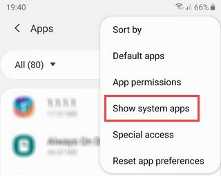 show system apps