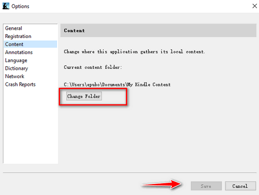 change kindle book place
