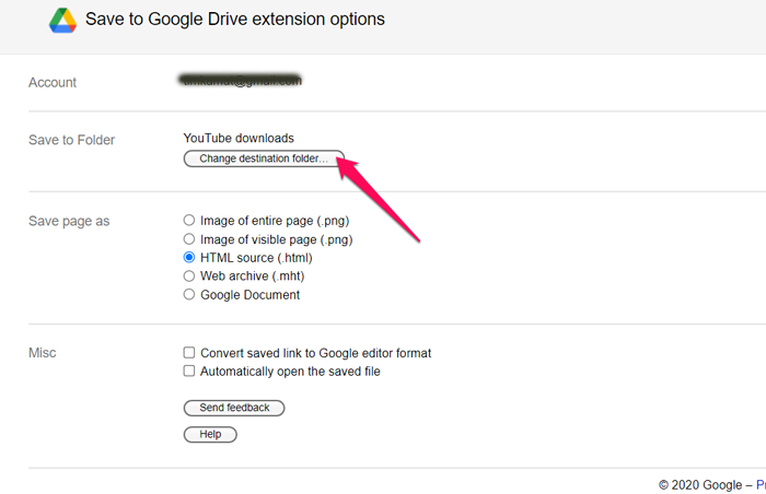 change the destination folder for the downloaded videos