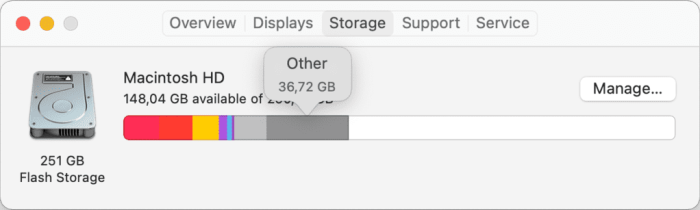 Check storage space on Mac