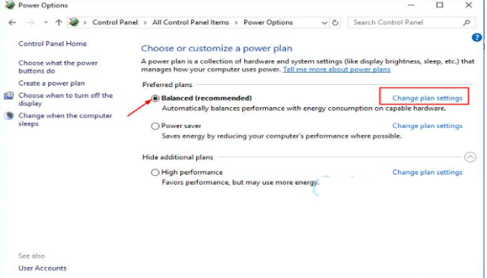 Change Plan Settings