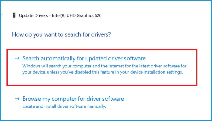Search Automatically For Updated Driver Software