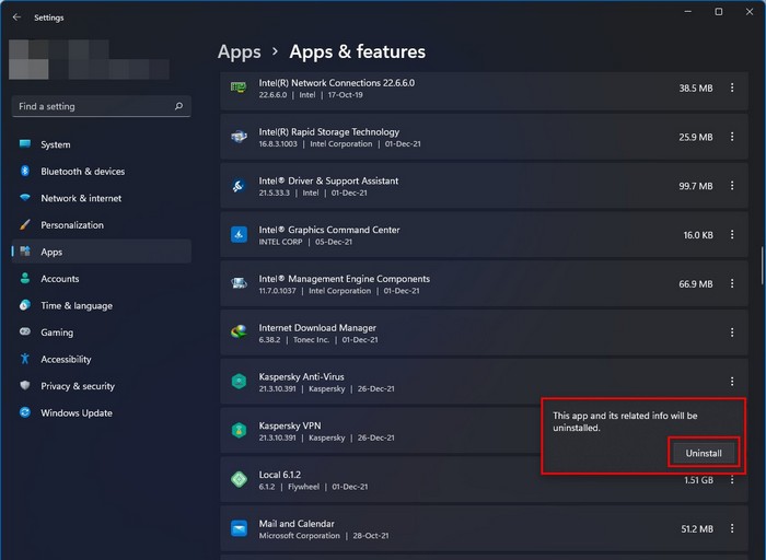 antivirus uninstall