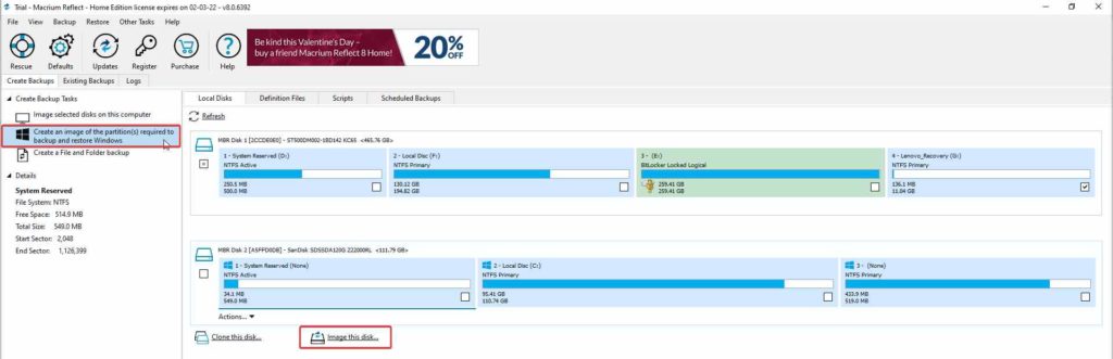macrium select drive