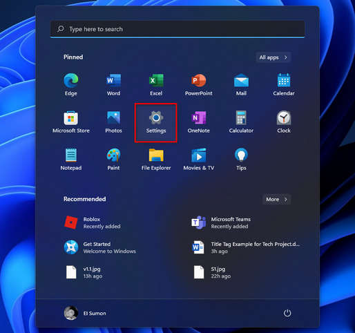 windows settings