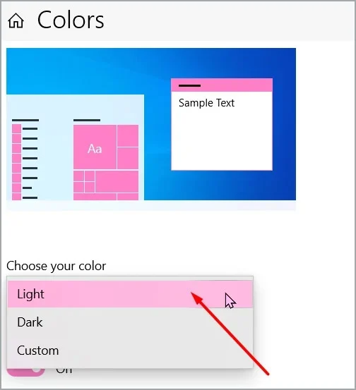 select light color option
