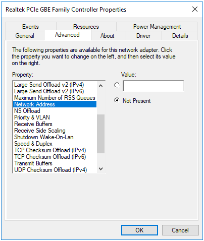 Mac Address Changer method using Control Panel step 8