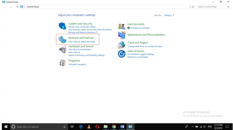 Mac Address Changer method using Control Panel step 1