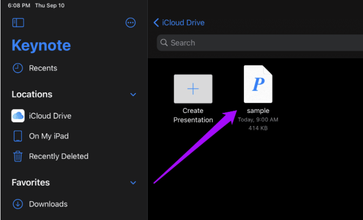 open file on keynote