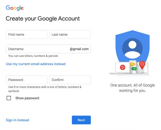 create a gmail account