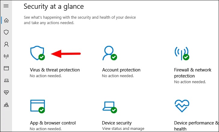 check for malware select virus and threat protection