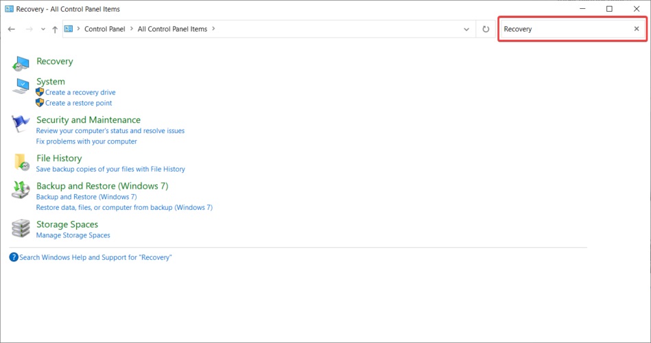 restore pc search recovery