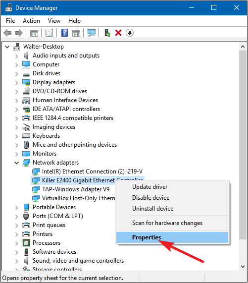 Mac Address Changer method using Device Manager Step 2 