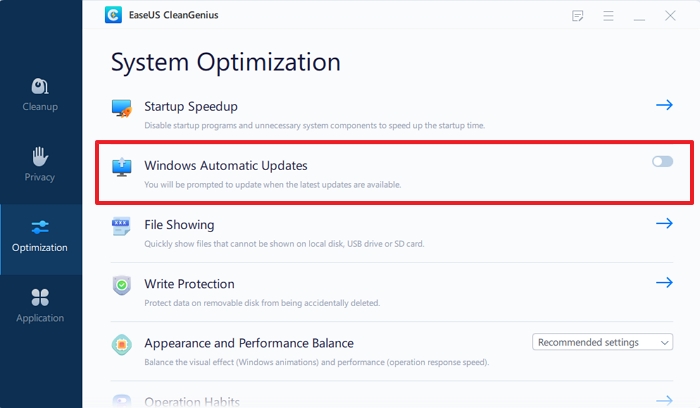 Disable Windows Automatic Updates EaseUS CleanGenius