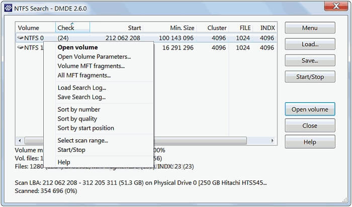 dmde ntfs search
