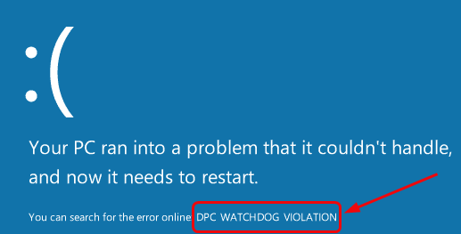 dpc watchdog violation on windows 10